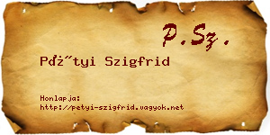 Pétyi Szigfrid névjegykártya